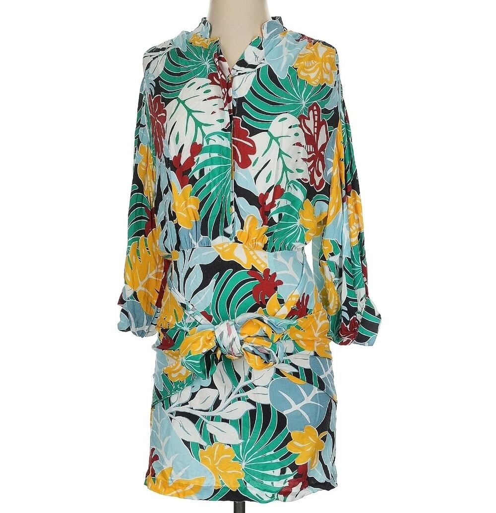 Patbo Tropical Floral Long Sleeve Wrap Dress (US4)